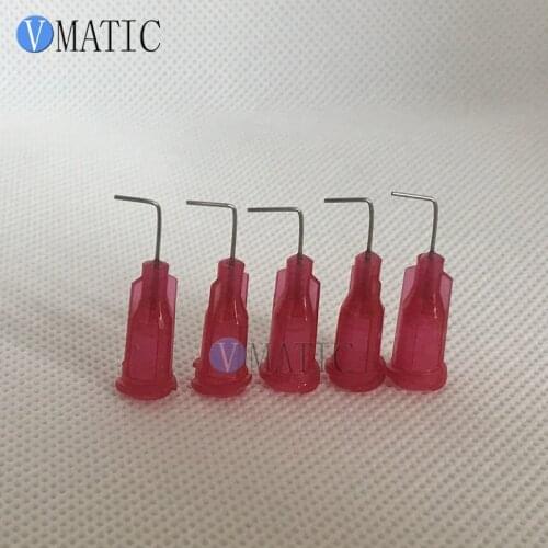 Free Shipping 100Pcs 25G Red 0.5'' Tubing 90 Degree Bent Dispenser Glue Needle 1/2 Inch