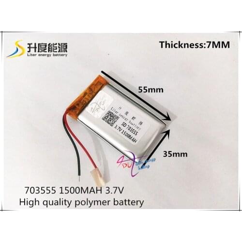 Free shipping Polymer battery 1500mah 3.7V 703555 smart home MP3 speakers Li-ion battery for dvr,GPS,mp3,mp4,cell phone,speaker