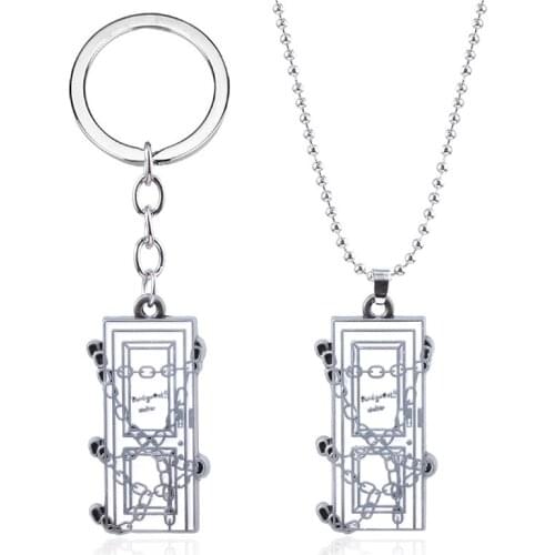Horror movie Silent Hill Keychain Gothic Cool Locked Door Pendant Keychain Cosplay Car Purse Jewelry Accessories Gift