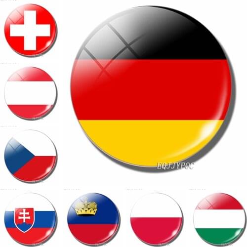 Central Europe National Flag 30MM Fridge Magnet Poland Czech Slovakia Hungary Germany Austria Switzerland Liechtenstein stickers