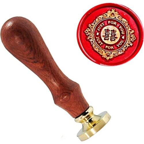 Just For You Double Happiness Decorative Vintage Custom Picture Wedding Invitation Wax Seal Sealing Stamp Sticks Spoon Gift Box
