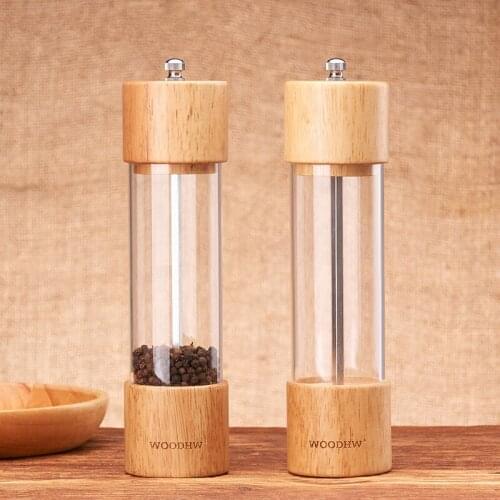 Wooden Black Pepper Mill Manual Pepper Mill Kitchen Seasoning Bottles Multi-purpose Bottle Grinding Tools Kitchen Tools 1pc