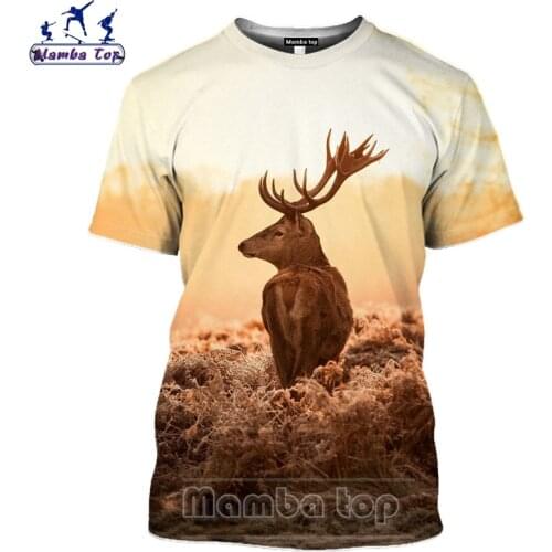 Animal T Shirt 3D Print Deer Tshirt Mens T-shirts Women Sweatshirt Harajuku Men Antelope Tees Tops Hip Hop Unisex Clothing E012