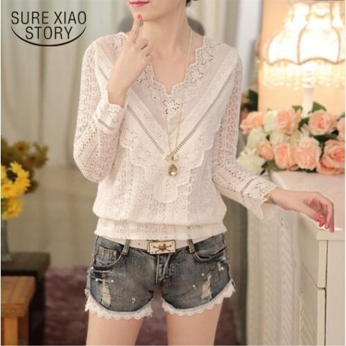 2021 hot sale new arrival Spring and fall Korean fashion women blouse female long sleeve slim lace office lady tops 63C 30