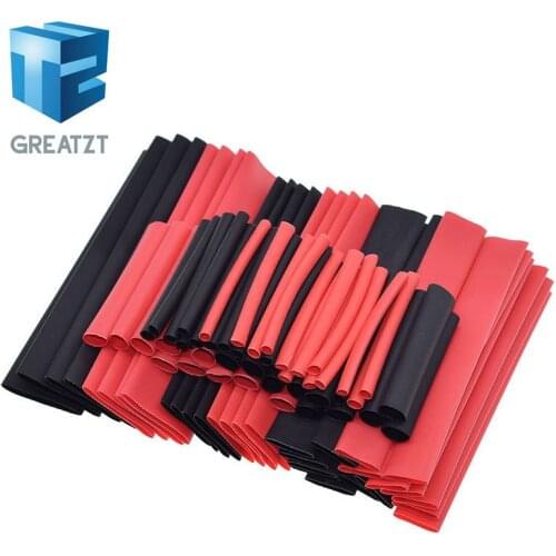 GREATZT 1set=150 PCS 7.28m Black And Red 2:1 Assortment Heat Shrink Tubing Tube Car Cable Sleeving Wrap Wire Kit