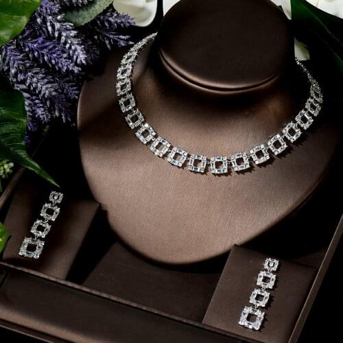 HIBRIDE Brilliant Cubic Zirconia Wedding Jewelry Sets for Women Bridal 2pcs Earring Necklace Set Promotion Factory Price N-432