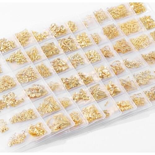 Nail Lace Gold Bows Piece Stuff Nail Art Decor DIY Epoxy Resin Jewelry Fillings Mini Metal Moon Star Snowflakes Heart Rivet