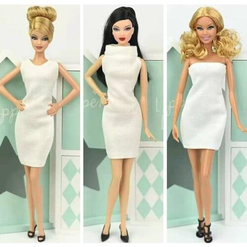 Fashion White Party Gown Doll Dress For Barbie Doll Clothes Birthday Outfits Vestidos 1/6 BJD Dollhouse Accessories Cosplay Toys
