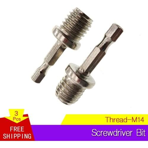 3-Pack Glass Polish Screwdriver Bit Thread Adapter M14 to 6mm Shank for Electric Drills Rotary Backing pad with Electric Drill
