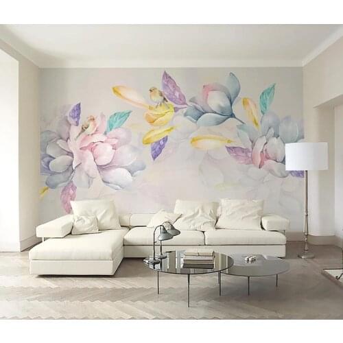 Bacal Custom wallpaper 3d elegant small fresh watercolor hand-painted magnolia flower mural TV background wall living room decor