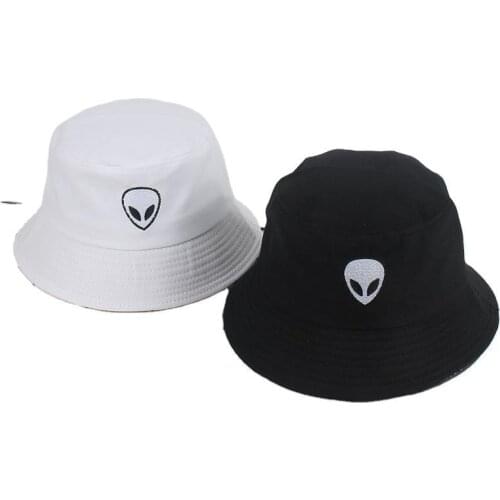 2021 Unisex Embroidered Alien Foldable Bucket Hat Beach Sun Hat Street Headwear Fisherman outdoor Cap men and woman Hip Hop Caps