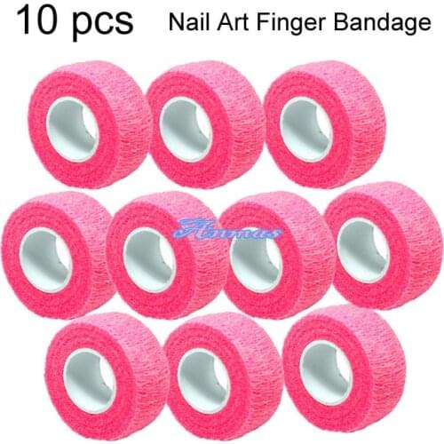 10 PCS ROLL TAPE FLEX WRAP FINGER BANDAGE NAIL ART SALON CARE TOOLS SET - PINK