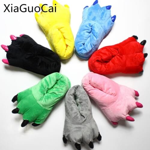 Cute Animal Slippers Paw Slippers for Men and Women Indoor Home Slipper Winter Warm Short Plush Slippers X1039 35