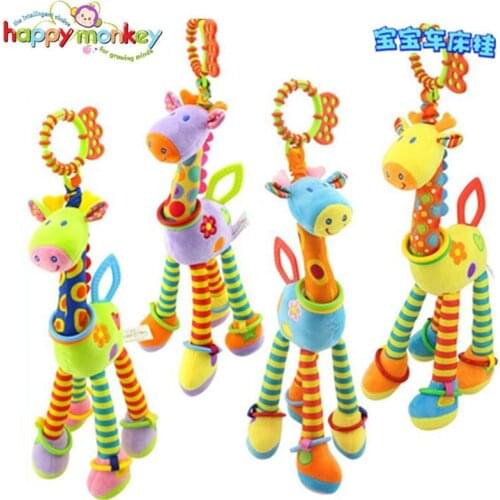 New 39cm Giraffe Activity Spiral Baby Bed Pram Hanging Toys Present Stroller Toy Infant Gifts Plush Product Free Shipping
