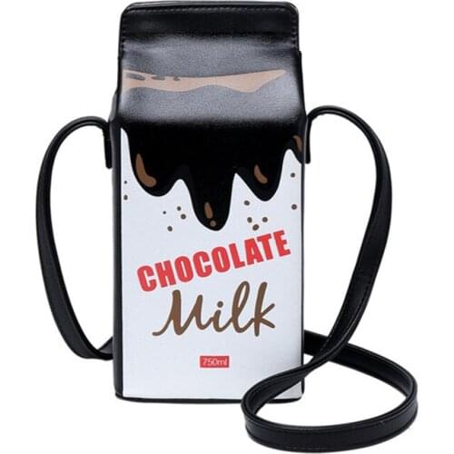 Cute Cartoom Milk Lady Cross Body Handbag for Women Multifunctional Leather Mobile Phone Bag Crossbody Shoulder Bag for female