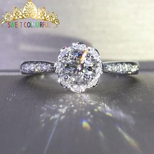 Wedding 100% Moissanite Diamond Ring Genuine 18K 750 Gold D color VVS MO-0013