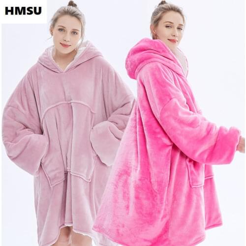 Warm thick TV Hooded Sweater Blanket Unisex Giant Pocket Adult and Children Fleece Weighted Blankets for Beds Travel home