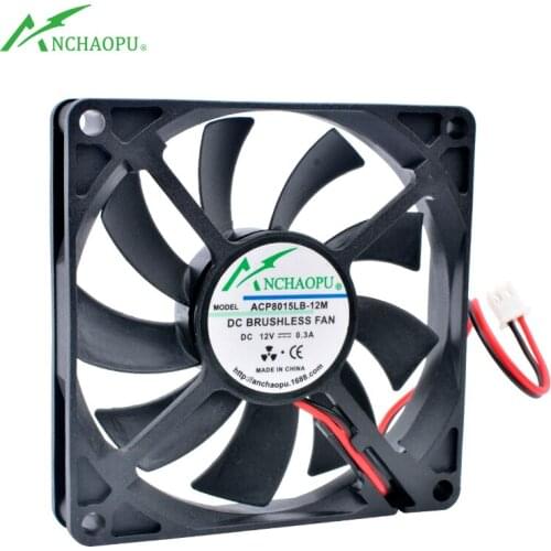ACP8015LB-12M 8cm 80mm fan 80x80x15mm DC12V 0.3A 2 wires Double ball bearing cooling fan for chassis power charger