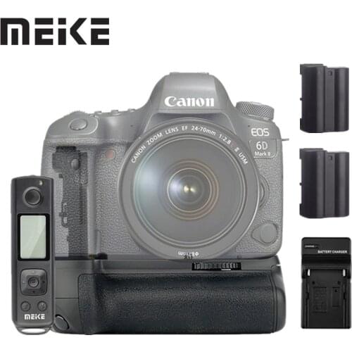 Meike MK-6D2 Pro Battery Grip LP-E6 Battery whit Charger Built-in 2.4G Remote Control for Canon 6D Mark II As BG-E21