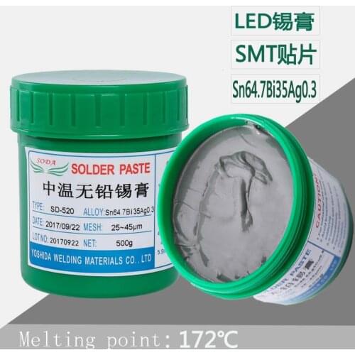 High quality original Medium temperature lead-free solder paste-SMT BGA solder paste Sn64.7Bi35Ag0.3 500g/200g