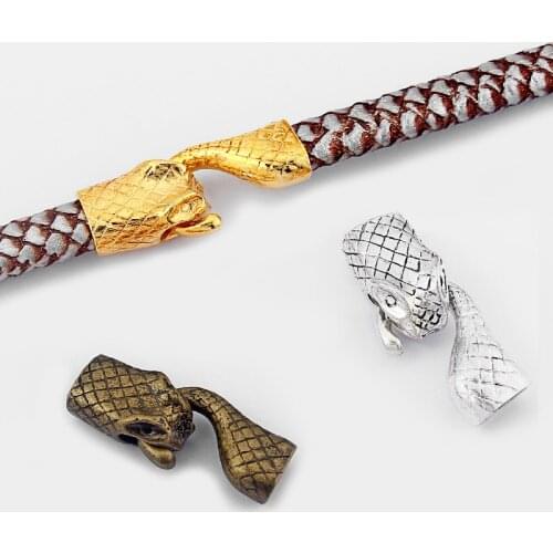 2sets Snake Head And Tail Hook Clasp For 10*6mm Licorice Leather Cord DIY Bracelet Jewelry Findings