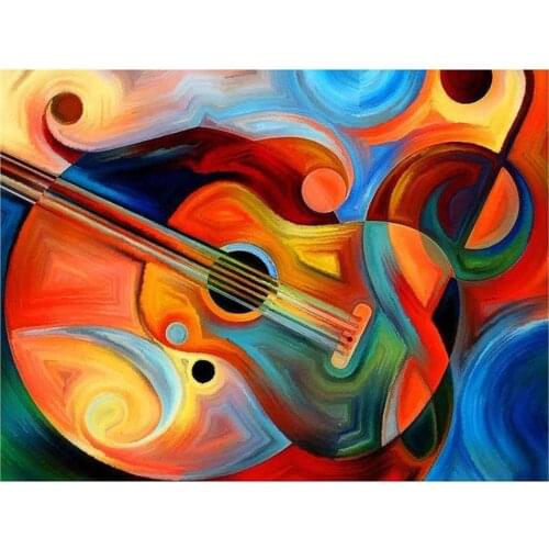 Factory supply guitar music DIY full drill diamond painting round for house decoration New Arrival dream house Mosaic Decoration