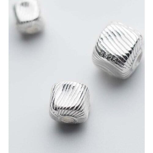 925 Sterling Silver Diagonal Lantern Shape Charm Beads High Quality Silver Charm Beads Fit Original Fine Jewelry Making For Men