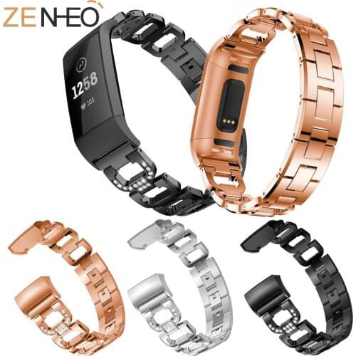 Women fashion For Fitbit Charge 3 band Metal Strap Stainless Steel Female Replaceable Bracelet For fitbit charge 4 sport Band