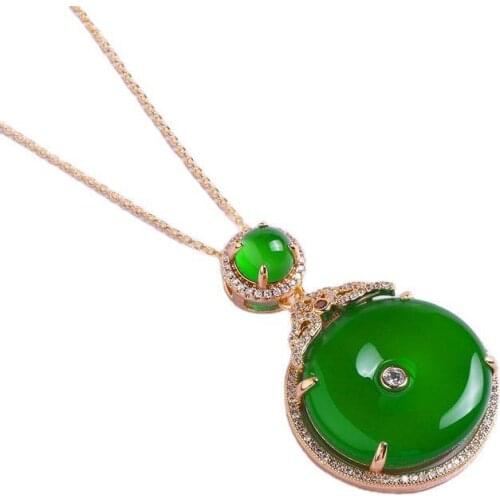 Women Necklace Gemstone Jewelry Natural Pink Jade Round Pendants Necklaces Female Silver 925 Jewelry Gift Drop Ship