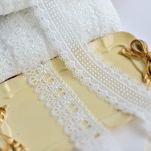 2meters/lot 3.5cm/4.5cm Milk Rayon Embroidered Lace Trim Accessory X412