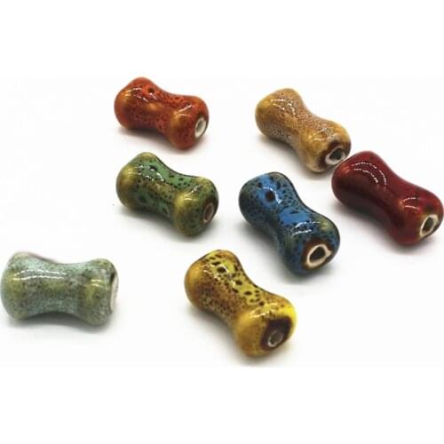 20 PCS 19*10mm Bone Shape Ceramic Bead Diy Porcelain Beads Handmade 2mm Hole Beads For Jewelry Making