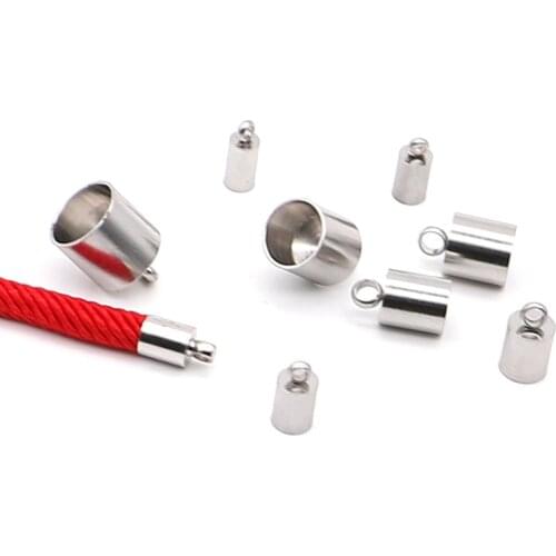 20PCS Stainless Steel End Caps Leather Rope Clasps For Jewelry Making Round Cord Fastener End Crimping DIY Findings