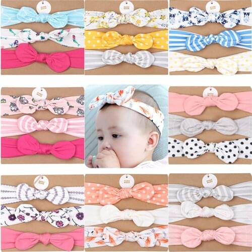 3 PCS Baby Headband Sets Newborn Baby Cute Bow Cartoon Print Hair Accessory Toddler Flower Hair Accessories 0-2 Years