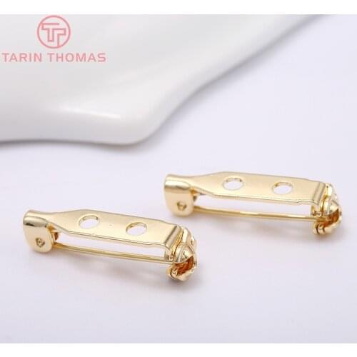 10PCS 22x5MM 24K Gold Color Brass Brooch with Safety Pins High Quality Diy Jewelry Findings Accessories
