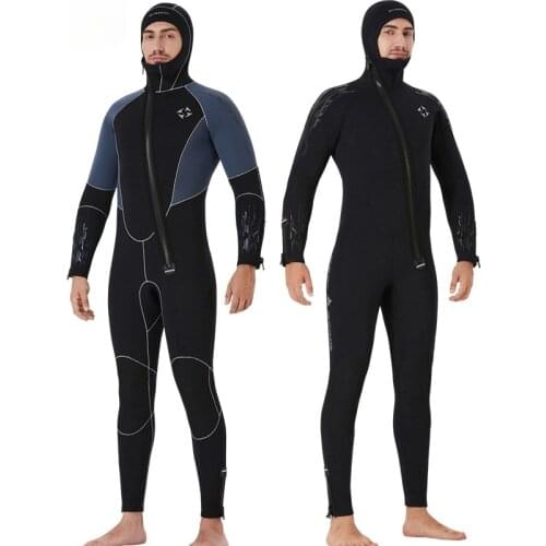 5MM Neoprene Snokeling Diving Suit UPF 50+ Protection Full Body One Piece Long Sleeve Freediving Spearfishing Hooded Wetsuit