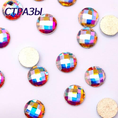 6mm-8mm 20pcs Crystal Clear AB Round Shape Rhinestone Diamond Flat Bottom Non HotFix FlatBack Nail Art Decoration