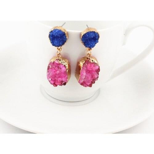 Bohemian Stone Druzy Resin Earrings Dangle Drop Earrings For Women Jewelry Gifts For Women Accessories Brinco