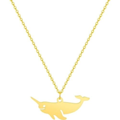 Chandler Narwhal Necklace Minimalist Beach jewelry Gift For Her Sea Creature Cute Animal Stainless Steel Shark Dolphin Chokers