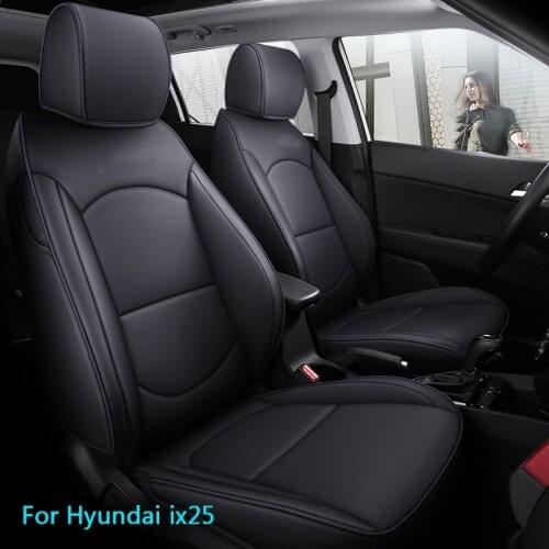 Car Special Seat Covers For Hyundai ix25 2014 2015 2016 2017 2018 2019 Pu Leather Auto Accessories Cushion Full Set (Black