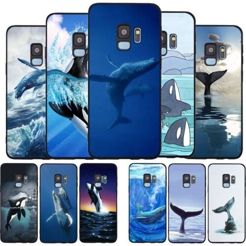 Killer Whales watercolor Print black Soft phone Case For Samsung S20 S10 S9 S8 S7 edge Plus Lite Note 8 9 10 A6 A7 A8 A9 2018