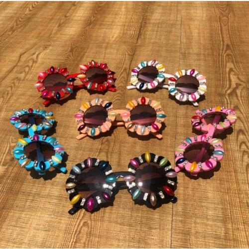 ZAOLIHU Diamond Kids Sunglasses Colorful Handmade Sun Glasses 6 Designs Baby Small Round Eyewear Gorgeous Children Gafas de