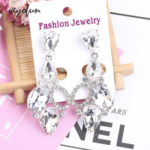 Veyofun Geometry Crystal Drop Earrings Trendy Rhinestone Dangle Earrings for Women Fashion Jewelry