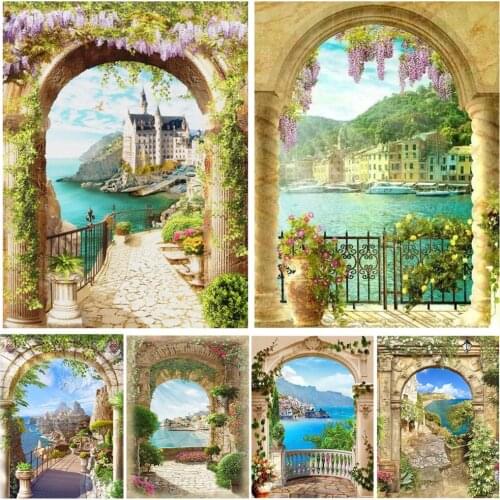 5D DIY Landscape Diamond Painting Art Arch Scenery Diamond Mosaic Embroidery Cross Stitch Picture Of Rhinestones Wall Decoration
