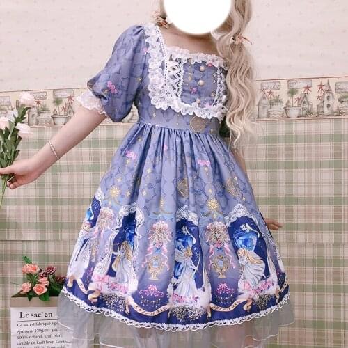 Kawaii Lolita Soft sister sweet cute angel girl lolita puff sleeve short sleeve dress everyday summer