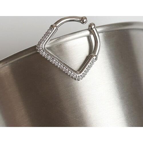 Ladies Zircon Ring Adjustable Opening Size Temperament Square Irregular Design Jewelry Miracle Accessories Silver Japan Korea