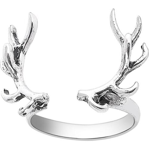 Fashion Simple Elegant Lovely Deer Antler Finger Open Ring Punk Charms Women Adjustable Rings Shellhard Animal Jewelry