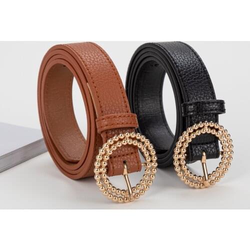 Fashion all-match decorative belt round buckle ladies belt retro trend sewing womens belt