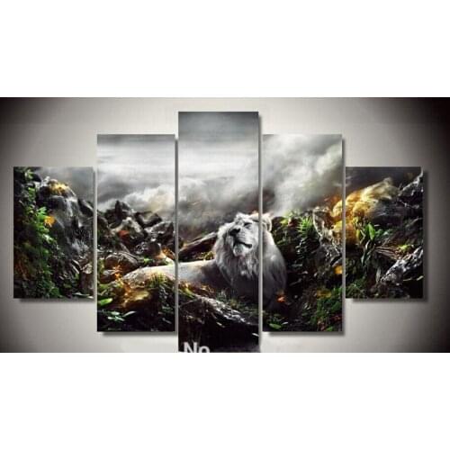 5 Pieces Set Modern Cool Lion Animal Cuadros Decoracion Painting Print On Canvas Wall Picture For Living Room Drop Shipping