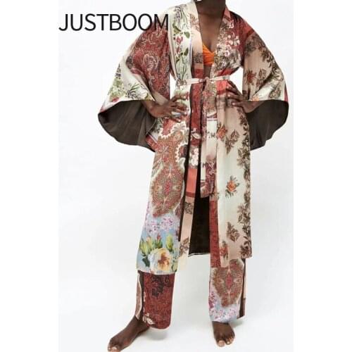 New womens fashion pajamas-style patchwork printed kimono-style nightgown Homewear pajamas sleepwear nightdress nightshirt