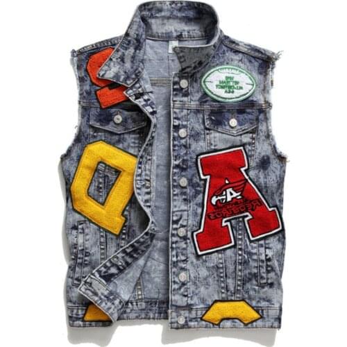 New spring and autumn DSQ tide men blue embroidery letters foreign trade denim clothes mens vest D2